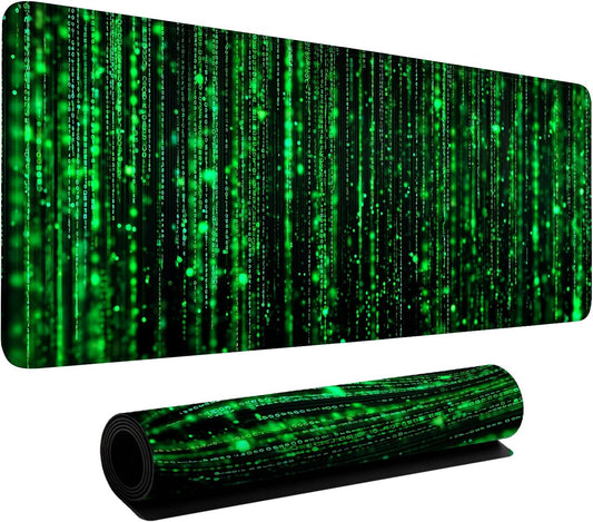 Matrix Code Extended Gaming Mouse Pad 31.5"X11.8" Mousepad, Large Desk Pad Desk Mat for Gaming & Office, Non-Slip Rubber Base
