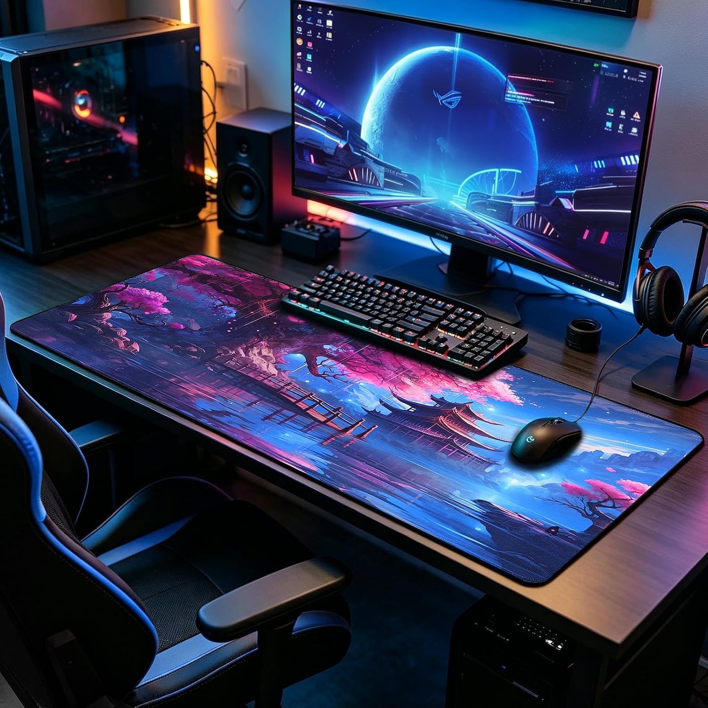 Mouse Pad Gaming - Desk Mat for Keyboard and Mouse - Large Mouse Pads for Desk, Gaming Mousepad with Non-Slip Base, Desks Pad (31.5" X 11.8") for Game, Office and Home
