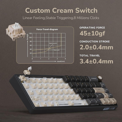 R65 Wired Gaming Keyboard with Volume Knob, 60% Percent RGB Backlit Mechanical Keyboard Gasket Mount with PBT Keycaps, MDA Profile, QMK/VIA, 66 Keys Hot Swappable Cream Switch, Black