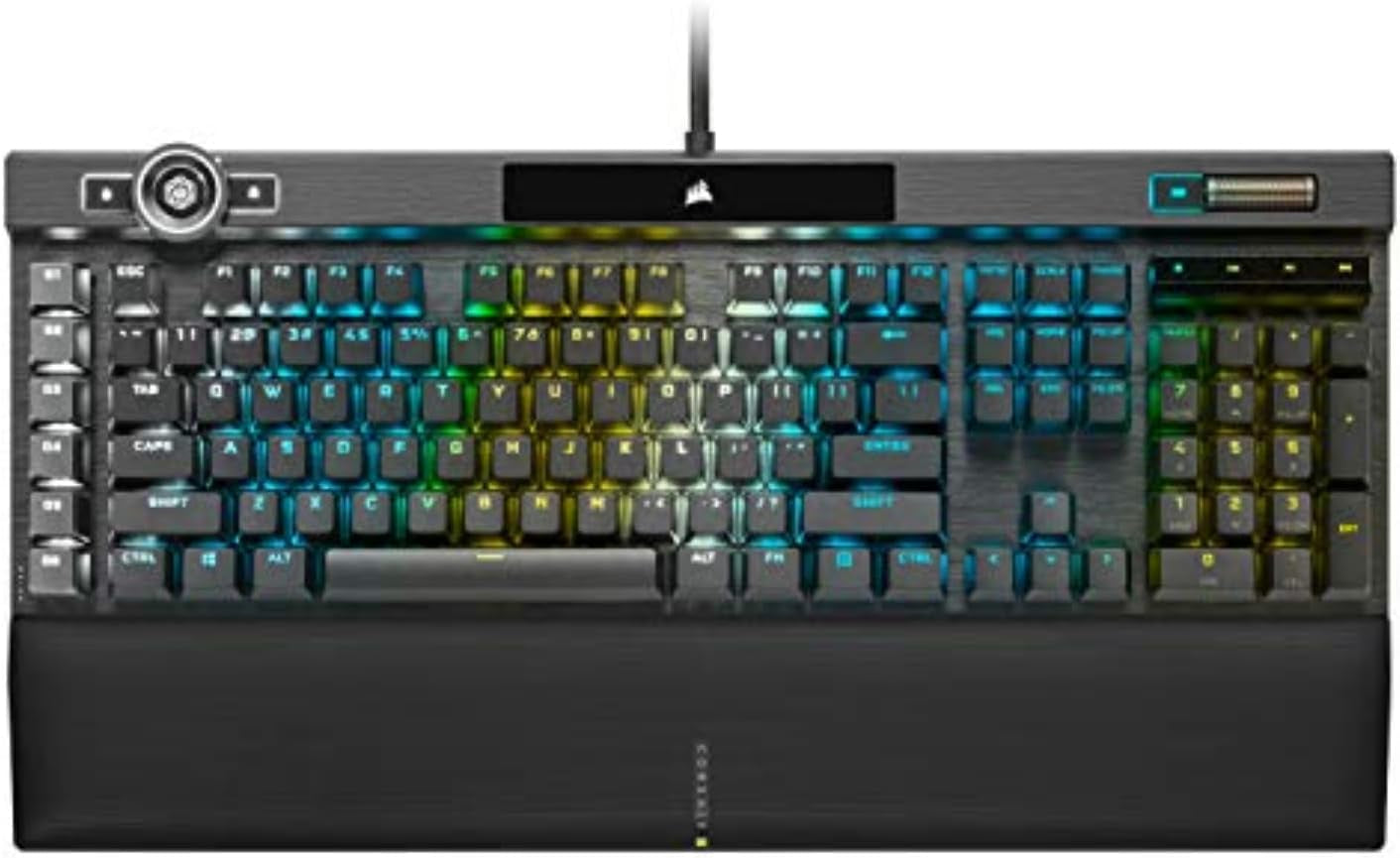 Corsair K100 RGB Mechanical Gaming Keyboard - Cherry MX Speed RGB Silver Keyswitches - PBT Double-Shot Keycaps - Elgato Stream Deck and Icue Compatible - QWERTY NA Layout - Black