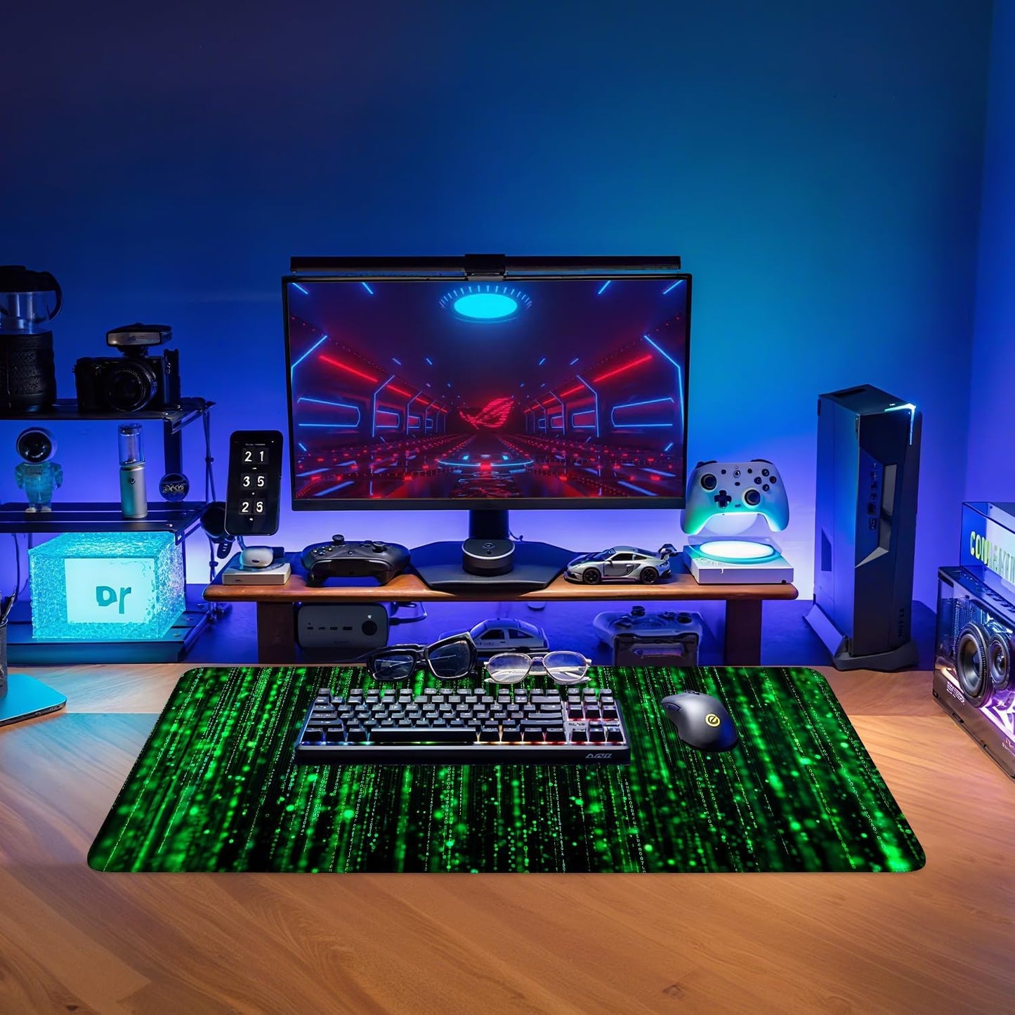 Matrix Code Extended Gaming Mouse Pad 31.5"X11.8" Mousepad, Large Desk Pad Desk Mat for Gaming & Office, Non-Slip Rubber Base
