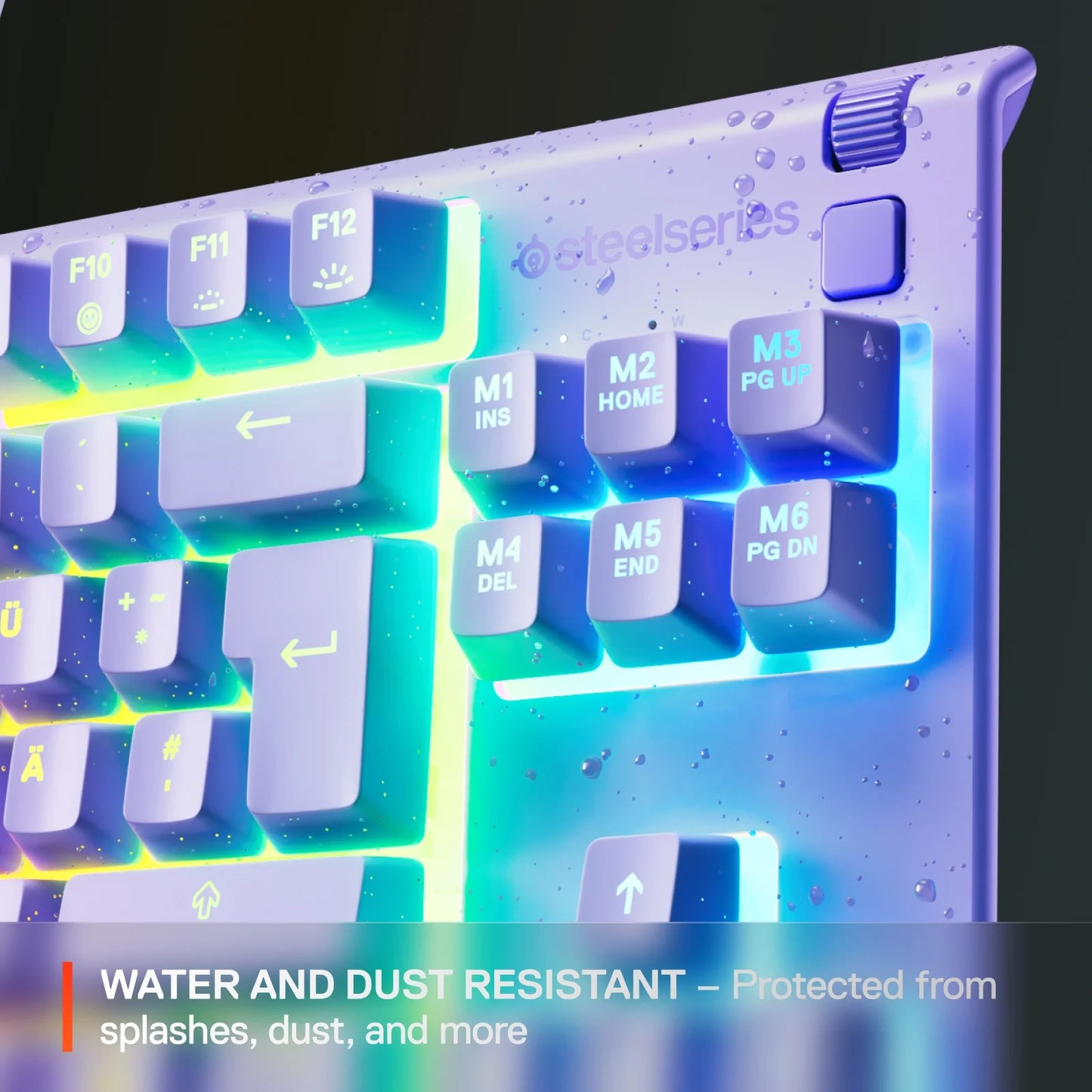 Apex 3 TKL Gaming Keyboard - Tenkeyless, RGB, Water & Dust Resistant - 8-Zone RGB Illumination — Whisper-Quiet Gaming Switch - Lavender