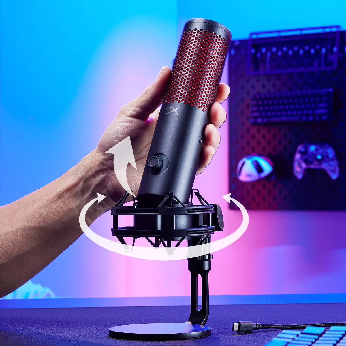 Hyperx Quadcast 2 - USB Condenser Gaming Microphone for PC: Compatible with PS5 & Macos