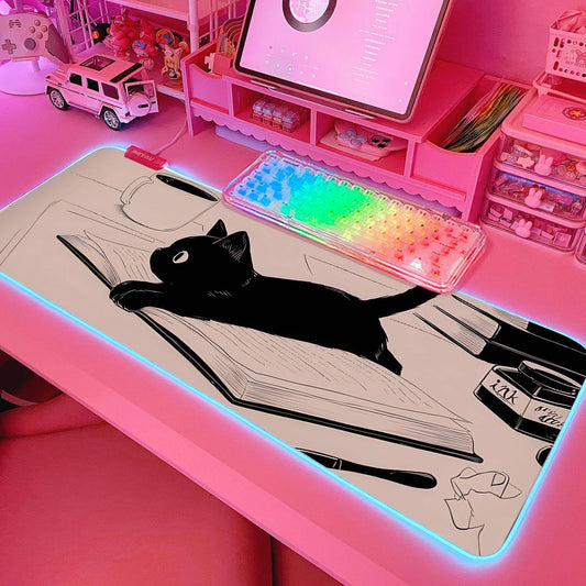 Pink RGB Gaming Mouse Pad 31.5X12 Inch PC XL Large Extended Glowing Led Light up Desk Pad Non-Slip Rubber Base Computer Cute Mousepad Mat Desk Accessories Gaming Setup 810