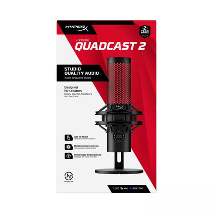 Hyperx Quadcast 2 - USB Condenser Gaming Microphone for PC: Compatible with PS5 & Macos