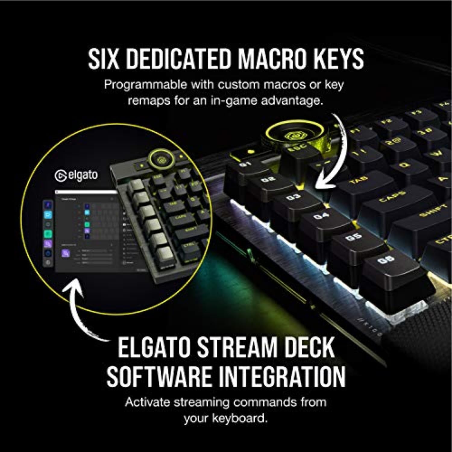 Corsair K100 RGB Mechanical Gaming Keyboard - Cherry MX Speed RGB Silver Keyswitches - PBT Double-Shot Keycaps - Elgato Stream Deck and Icue Compatible - QWERTY NA Layout - Black