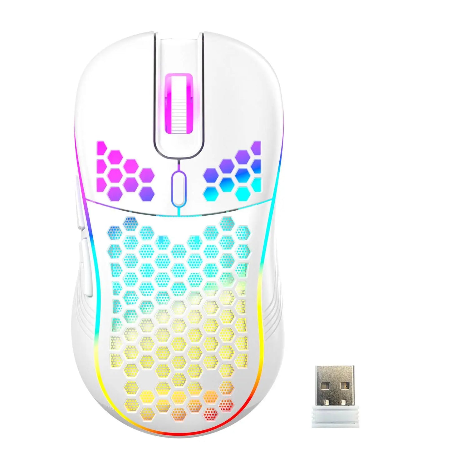 2.4G Wireless Gaming Mouse RGB Lighting Charging Mouse with Adjustable DPI Ergonomic Honeycomb Design for Desktop Laptop
