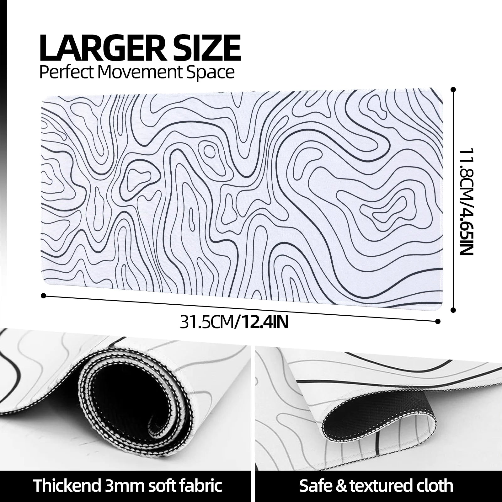 Mouse Pad Gaming Mousepad 31.5 X 11.8 X0.12In Large Mouse Pad for Keyboard and Mouse with Anti-Slip Rubber Base,Keyboard Pad XL Mouse Mat for Home and Office(White)