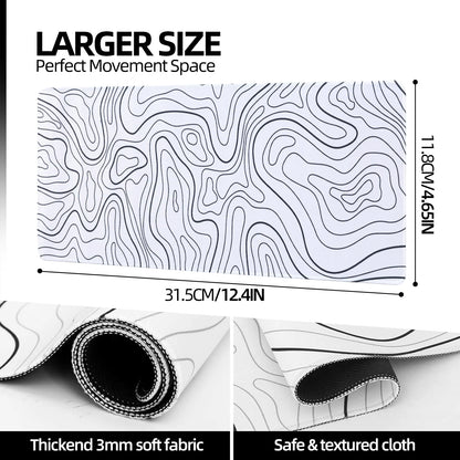 Mouse Pad Gaming Mousepad 31.5 X 11.8 X0.12In Large Mouse Pad for Keyboard and Mouse with Anti-Slip Rubber Base,Keyboard Pad XL Mouse Mat for Home and Office(White)