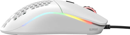 Model O- (Minus) Compact Wired Gaming Mouse - 58G Superlight Honeycomb Design, RGB, Pixart 3360 Sensor, Ambidextrous, Omron Switches - Matte White