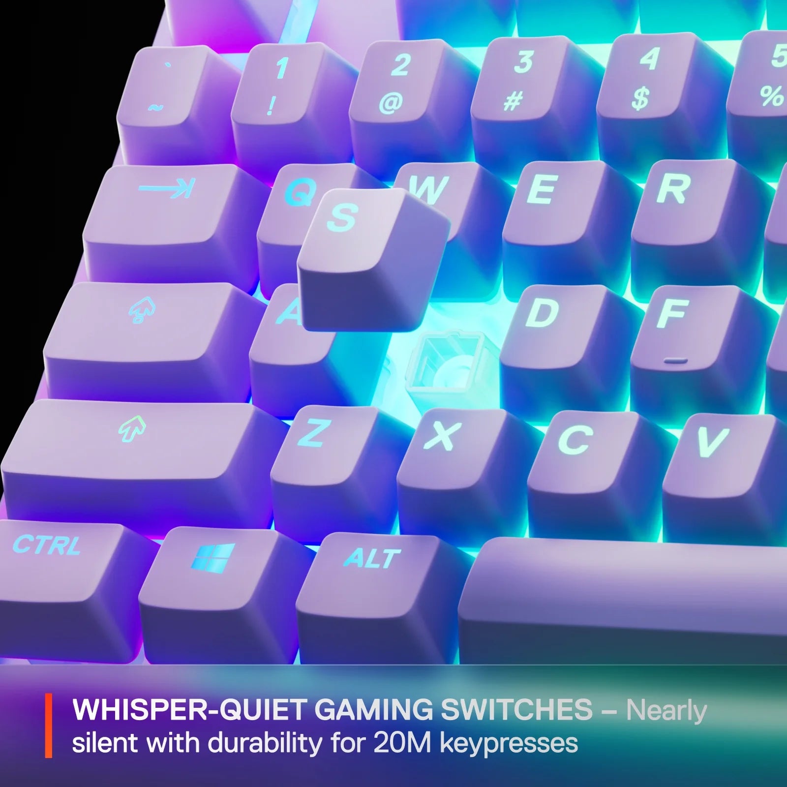 Apex 3 TKL Gaming Keyboard - Tenkeyless, RGB, Water & Dust Resistant - 8-Zone RGB Illumination — Whisper-Quiet Gaming Switch - Lavender