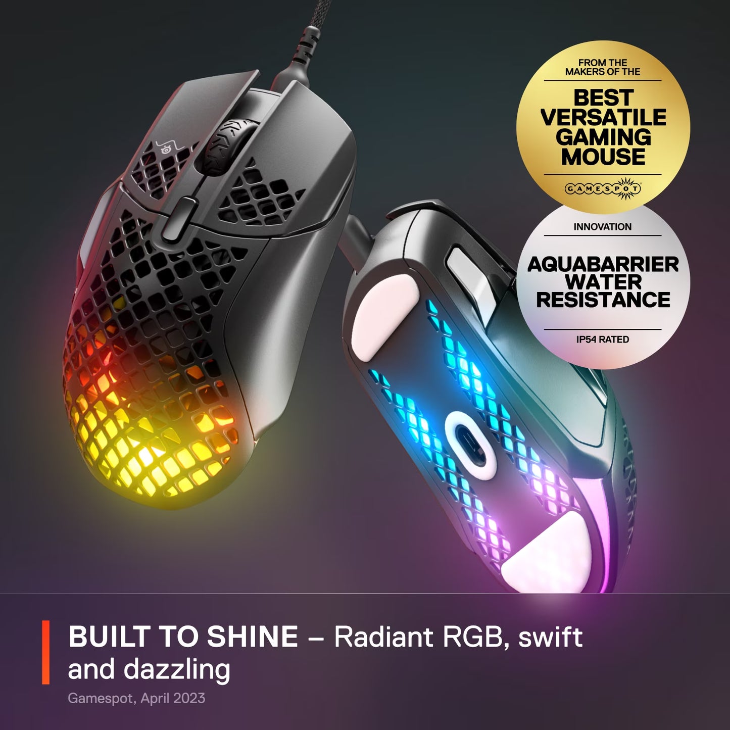 Aerox 5 Ultra Lightweight Honeycomb Water Resistant Wired RGB Optical Gaming Mouse with 9 Programmable Buttons