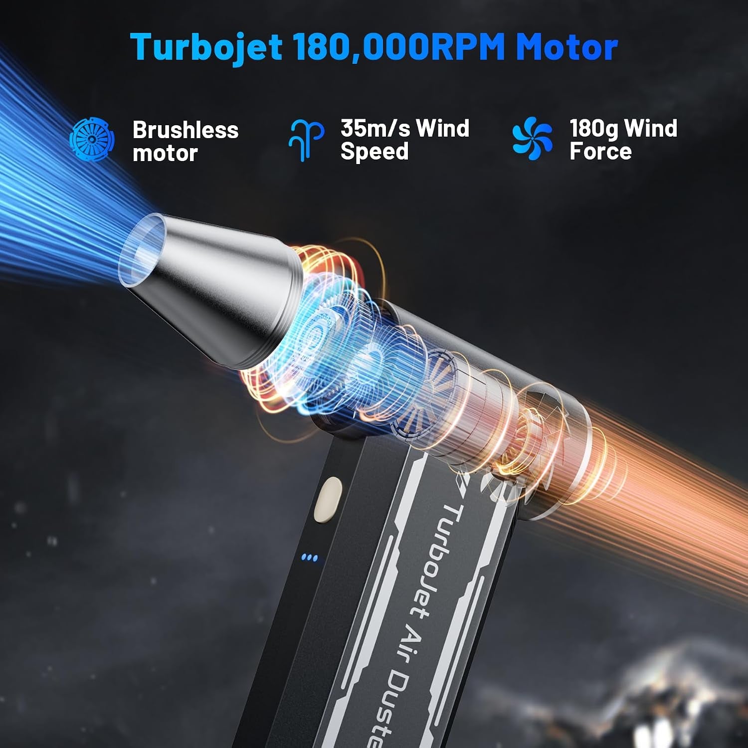L8 Compressed Air Duster 180,000 RPM 4-Speed Electric with Turbojet Mode