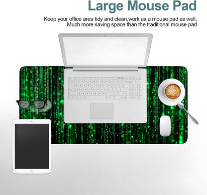Matrix Code Extended Gaming Mouse Pad 31.5"X11.8" Mousepad, Large Desk Pad Desk Mat for Gaming & Office, Non-Slip Rubber Base