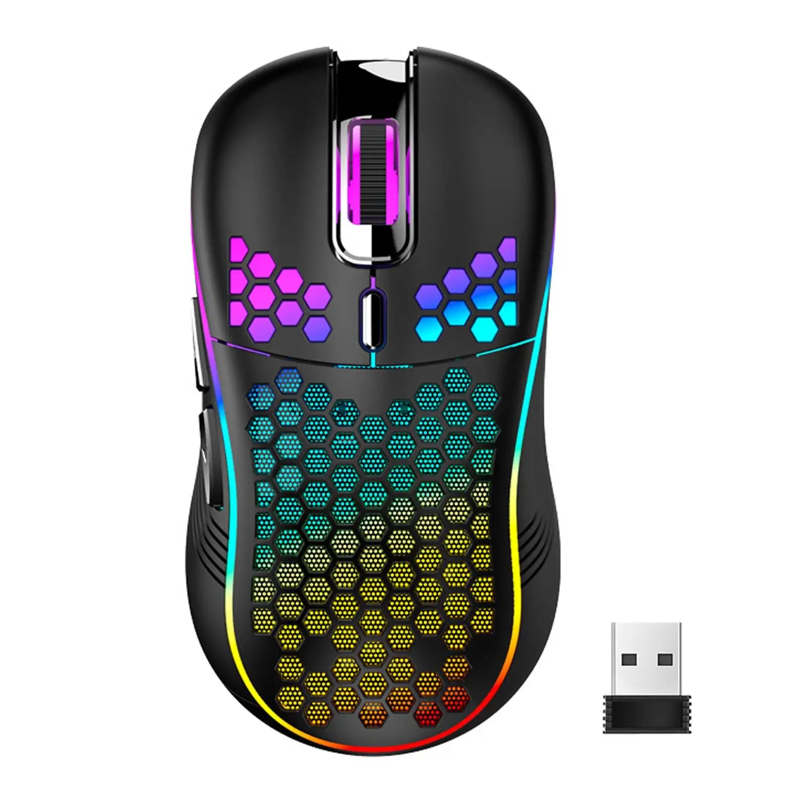 2.4G Wireless Gaming Mouse RGB Lighting Charging Mouse with Adjustable DPI Ergonomic Honeycomb Design for Desktop Laptop