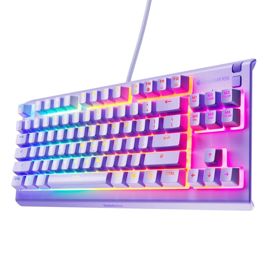 Apex 3 TKL Gaming Keyboard - Tenkeyless, RGB, Water & Dust Resistant - 8-Zone RGB Illumination — Whisper-Quiet Gaming Switch - Lavender