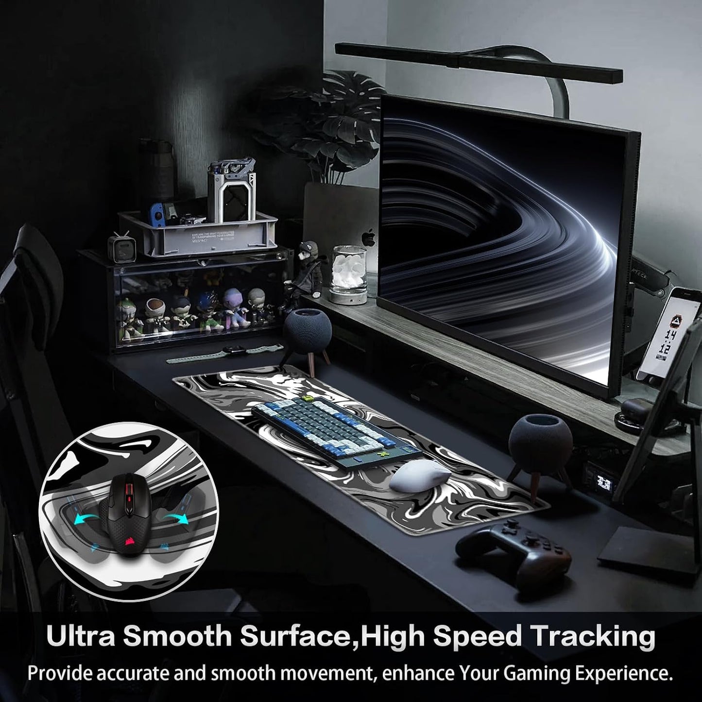 Gaming Mouse Pad, 31.5X11.8Inch Fluid Large Mouse Pads for Desk