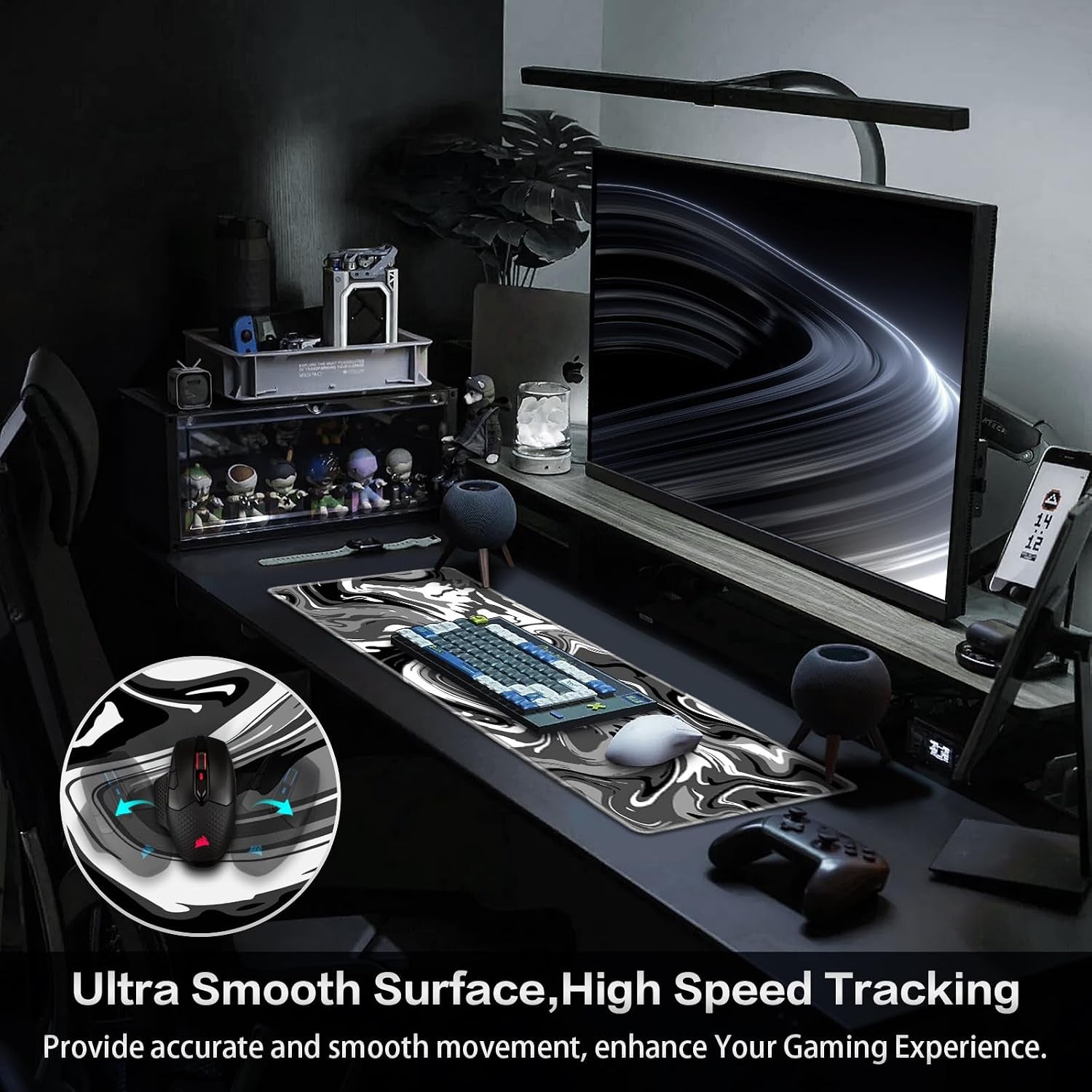 Gaming Mouse Pad, 31.5X11.8Inch Fluid Large Mouse Pads for Desk