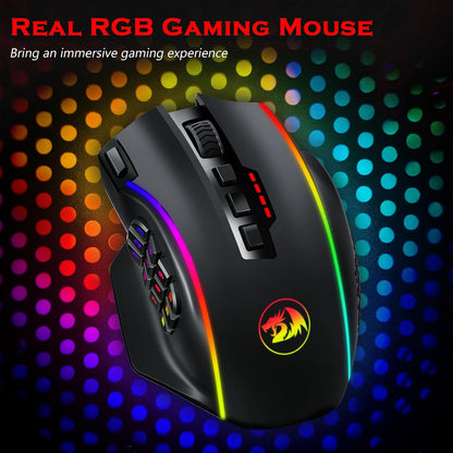 Wireless Gaming Mouse, MMO Gaming Mouse up 16,000 DPI, 16 Macro Programmable Buttons, RGB Rechargeable with 12 Side Buttons, 70Hrs for PC Laptop MOBA FPS, M901P-KS