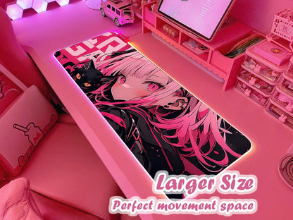 Pink RGB Gaming Mouse Pad 31.5X12 Inch PC XL Large Extended Glowing Led Light up Desk Pad Non-Slip Rubber Base Computer Cute Mousepad Mat Desk Accessories Gaming Setup Sweet Girl