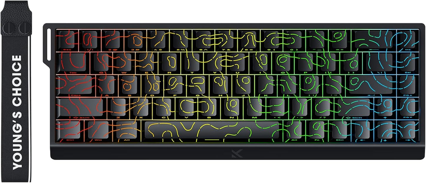 ACE 68 60% Mechanical Gaming Keyboard Wired Rapid Trigger Hall Effect Keyboard Magnetic Switch Adjustable Actuation 8000Hz Polling Rate Custom RGB MAC Laptop(Black Topographic TTC Dragon Lord)