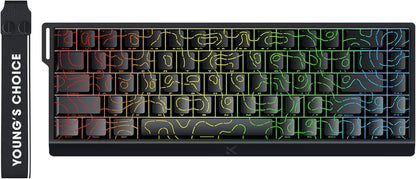 ACE 68 60% Mechanical Gaming Keyboard Wired Rapid Trigger Hall Effect Keyboard Magnetic Switch Adjustable Actuation 8000Hz Polling Rate Custom RGB MAC Laptop(Black Topographic TTC Dragon Lord)