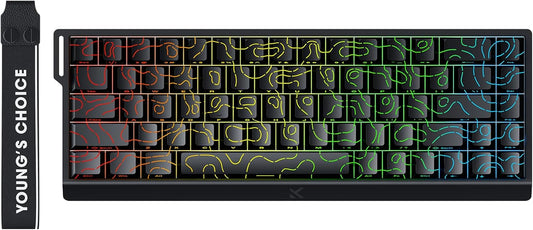 ACE 68 60% Mechanical Gaming Keyboard Wired Rapid Trigger Hall Effect Keyboard Magnetic Switch Adjustable Actuation 8000Hz Polling Rate Custom RGB MAC Laptop(Black Topographic TTC Dragon Lord)