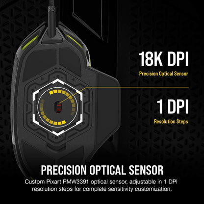 Corsair NIGHTSWORD RGB Adjustable Weight FPS MOBA PC Gaming Mouse – Black