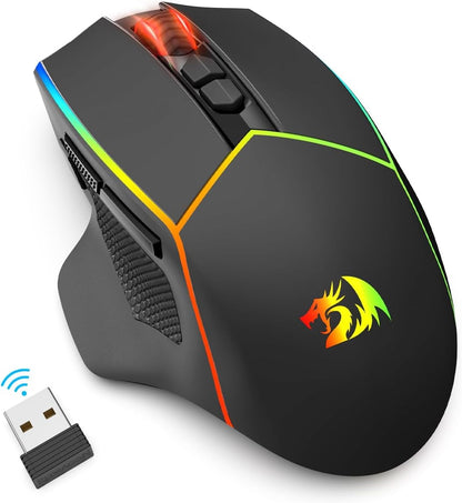 Axe M814 Programmable Wireless Gaming Mouse, with RGB Streaming Lights, 8 Programmable Buttons, Max 8000DPI,15G Acc,Multifunctional Software, Ergonomic Design